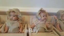 1930's Alexander Doll Company Dionne Quintuplets set in low chairs