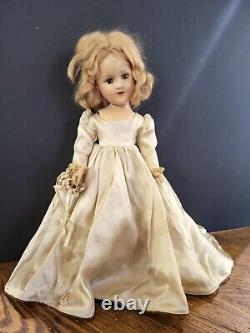 1930's Madame Alexander 14 1/2 Wendy Bride Composition Doll w Wrist Tag
