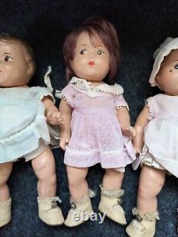 1930's Madame Alexander 8 Dionne Quintuplet Dolls All Original Lot Of 3 Vintage