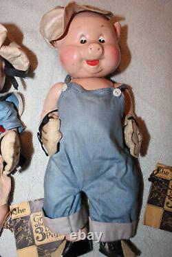 1930's Three Little Pigs Doll Set From Walt Disney Film By Madame Alexander