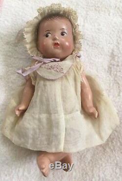 1930s Set (5) Madame Alexander Composition Dionne Quintuplets Baby 7 with Crib