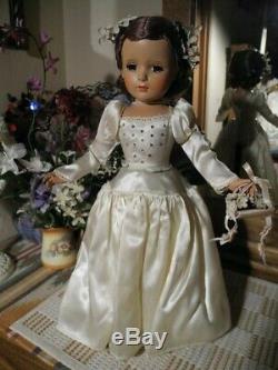 1949 Lucy Bride Doll Madame Alexander Suntan, Drop Waist Gown Shoes Hose Panties