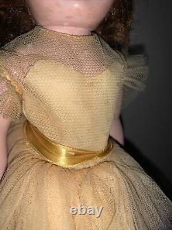1950's Madame Alexander Bridesmaid Margaret 14 in Porcelain Doll with Doll Stand