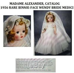 1956 VERY RARE! Madame Alexander Binnie-face Wendy Bride Doll with Medici cap