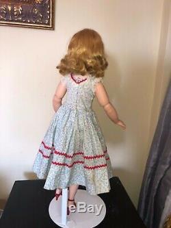 1957 Madame Alexander Cissy in Tagged Blue Cornflower Dress red rick rack shoes
