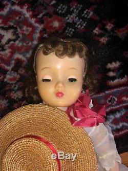1962 Madame Alexander Cissy Doll in 1956 Garden Party gown with umbrella and hat