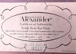8 Madame Alexander Teddy Bear Tea Party 2002 132/750 Limited Mint With Box COA