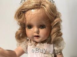 Antique c1940s MADAME ALEXANDER PRINCESS ELIZABETH Doll WithCrown & Stand 14