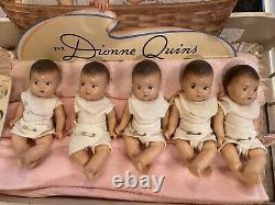 Dionne Quintuplets 1935 Madame Alexander Dolls In Orig Bed & Store Display Exc