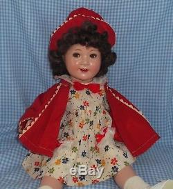 JANE WITHERS 17 Composition MADAME ALEXANDER doll Brown FLIRTY EYES Mohair wig
