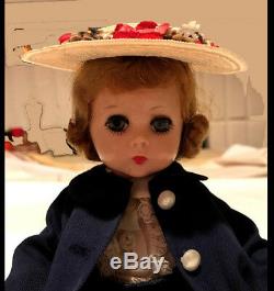 Lissy Madame Alexander 11.5 Doll 1950s navy blue coat, skirt/blouse, + all