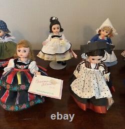 Lot Of 9 Madame Alexander International 8 Dolls with Stands and Original Tags