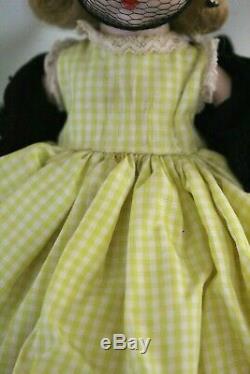 MADAME ALEXANDER 8 1950's Aunt Agatha in yellow check gown with black vest & Ha
