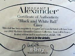 MADAME ALEXANDER Cissy 21 BLACK & WHITE BALL' #28430 Certificate #052 OF 500