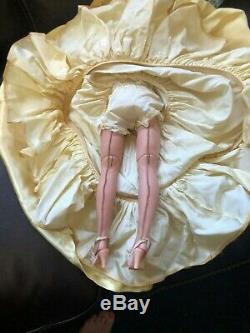 Madame Alexander Cissy doll with Yellow Slipper satin Gown with flowers