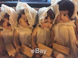 Madame Alexander Dionne quintuplets dolls 1937 with Newspaper clippings