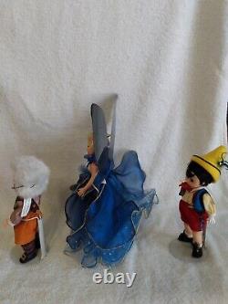 Madame Alexander Pinocchio, Geppetto and Blue Fairie Dolls with Boxes & Tags