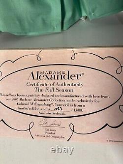Madame Alexander The Fall Season 39175 8 COA Box, Tags, Accessories