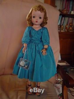 Madame Alexander Vintage Hard Plastic Cissy Doll In Rare Aqua Taffeta Dress! Vec