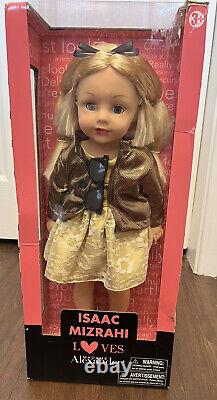 NIB Isaac Mizrahi Madame Alexander 18 Doll Blonde Hair Blue Eyes Gold Dress