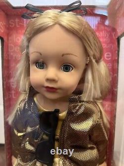 NIB Isaac Mizrahi Madame Alexander 18 Doll Blonde Hair Blue Eyes Gold Dress