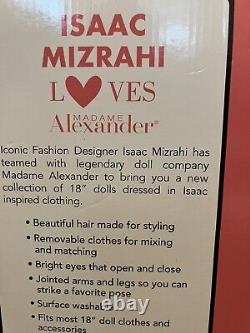 NIB Isaac Mizrahi Madame Alexander 18 Doll Blonde Hair Blue Eyes Gold Dress