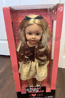 NIB Isaac Mizrahi Madame Alexander 18 Doll Blonde Hair Blue Eyes Gold Dress