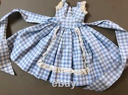 Rare 1958 Madame Alexander 20 Cissy Doll Blue Gingham Apron Dress Tagged xcma1