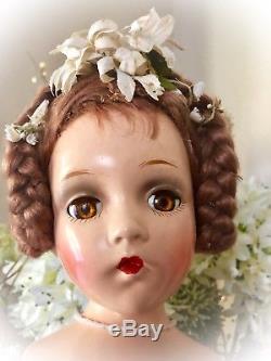 Rare Vintage Madame Alexander 21 Composition Wendy Bride Doll