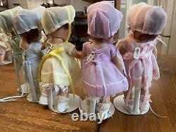 Set of 5 vintage Madame Alexander DIONNE QUINTS 7 dolls & pins complete 1934