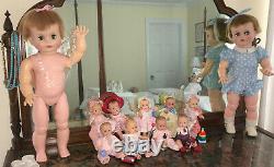 TWINS! Lot of 2 Mme Alex 1960 TIMMIE TODDLER 23 Baby Dolls Flirty Eyes HTF