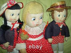 VERY RARE pair 16 antique Mme. Alexander Susie Q & Bobby Q 1938 cloth dolls