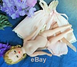 VINTAGE 1950s MADAME ALEXANDER CISSETTE DOLL blonde TAGGED DRESS pink nightgown