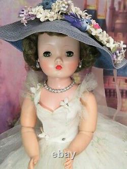 VINTAGE 1950s Madame Alexander CISSY DOLL brunette TAGGED Garden Party DRESS hat