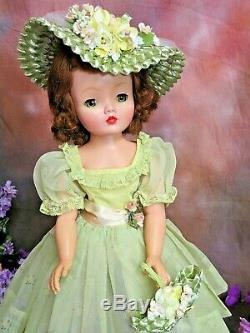 VINTAGE 1950s Madame Alexander CISSY DOLL red hair 20 in TAGGED DRESS hat purse