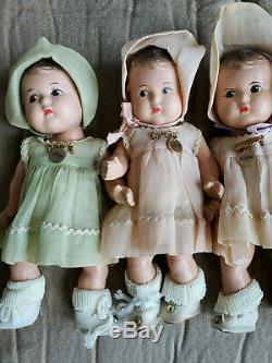 Vintage 1930s Madame Alexander Composition Dionne Quintuplets Baby Doll Set 1930