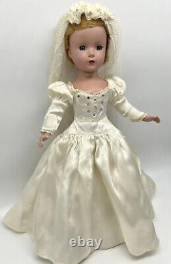 Vintage 1949 Madame Alexander Hard Plastic 14 Doll Lucy Doll Bride Dress & Veil