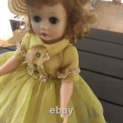 Vintage 1950 Madame Alexander Cissette 9doll Tagged Yellow Dotted Swiss Dress