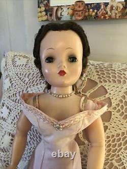 Vintage 1950s Madame Alexander Cissy Doll In Original Pink Torso Gown