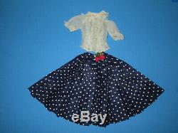 Vintage 1957 Madame Alexander Cissy HTF Navy Polka Dot Skirt & Nylon Blouse