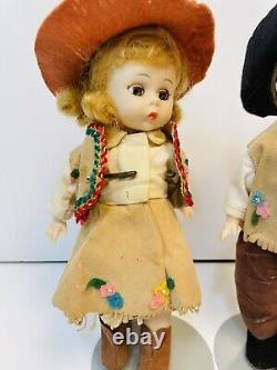 Vintage 1960s Madame Alexander Cowboy & Cowgirl 8, Bent-knee Dolls