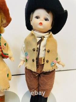 Vintage 1960s Madame Alexander Cowboy & Cowgirl 8, Bent-knee Dolls