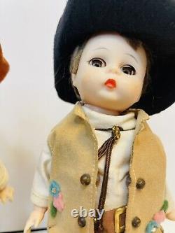 Vintage 1960s Madame Alexander Cowboy & Cowgirl 8, Bent-knee Dolls