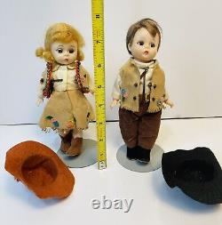 Vintage 1960s Madame Alexander Cowboy & Cowgirl 8, Bent-knee Dolls