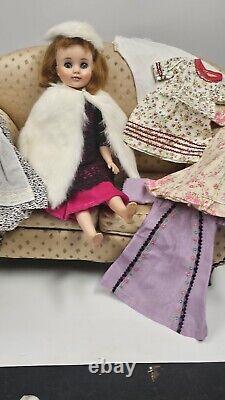 Vintage 1965 Madame Alexander Polly Doll 17 Brunette with Extra Clothes