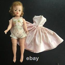 Vintage 9 MADAME ALEXANDER Cissette Doll, Tagged Chemise, Stockings, Pink Dress