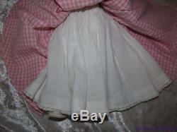 Vintage Madame Alexander 15 Hard Plastic Little Women Meg In Pink Check Dress
