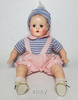 Vintage Madame Alexander Boy Baby Doll Butch Blue Pink Striped Molded Hair