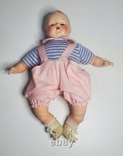 Vintage Madame Alexander Boy Baby Doll Butch Blue Pink Striped Molded Hair