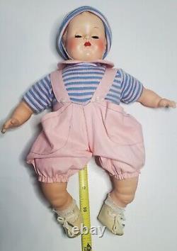 Vintage Madame Alexander Boy Baby Doll Butch Blue Pink Striped Molded Hair